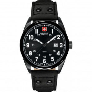 Bracelet de montre Swiss Military Hanowa 06-4181.13.007 Cuir Noir 22mm